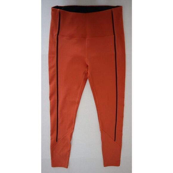 Zyia Active Women's Sz L (8-10) Orange/Black Ribbed Workout Leggings - Picture 1 of 8
